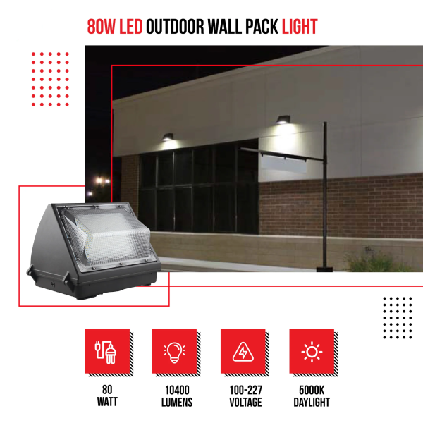 80W LED Outdoor Commercial Wall Pack Light - Image 5